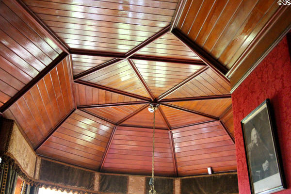 Octagonal wooden ceiling in library at Lauriston Castle. Edinburgh, Scotland.