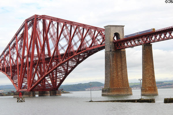 Steel span detail of Firth of Forth rail bridge. Queensferry, Scotland.