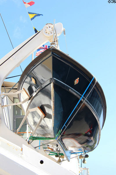 Life boat of Royal Yacht Britannia. Edinburgh, Scotland.