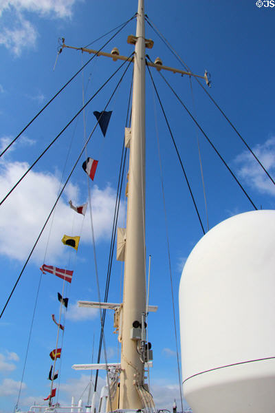 Foremast of Royal Yacht Britannia. Edinburgh, Scotland.