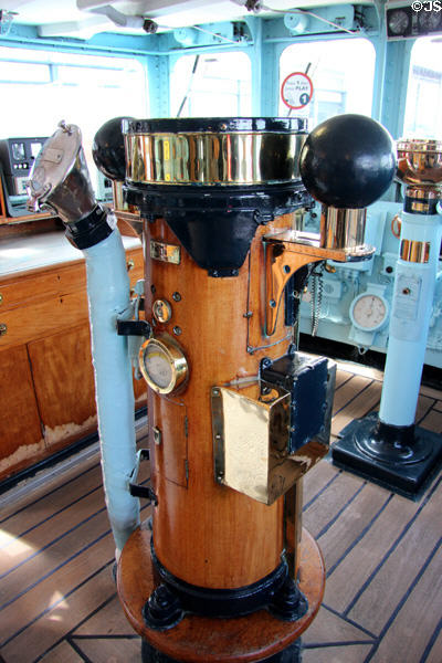 Compass on bridge of Royal Yacht Britannia. Edinburgh, Scotland.