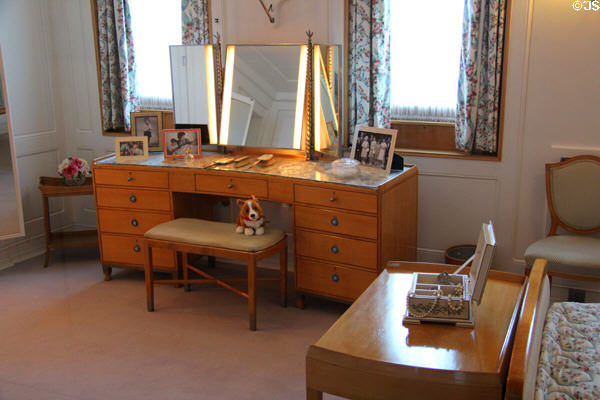 Dressing table in Queen's bedroom on Royal Yacht Britannia. Edinburgh, Scotland.