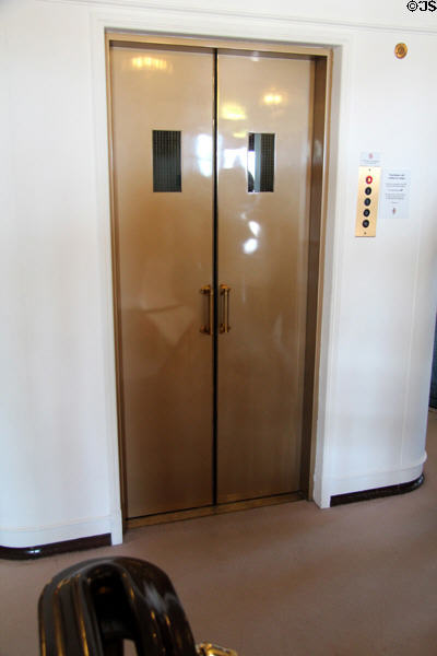 Elevator on Royal Yacht Britannia. Edinburgh, Scotland.