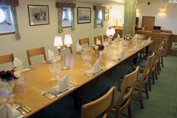 Officer's mess on Royal Yacht Britannia. Edinburgh, Scotland.