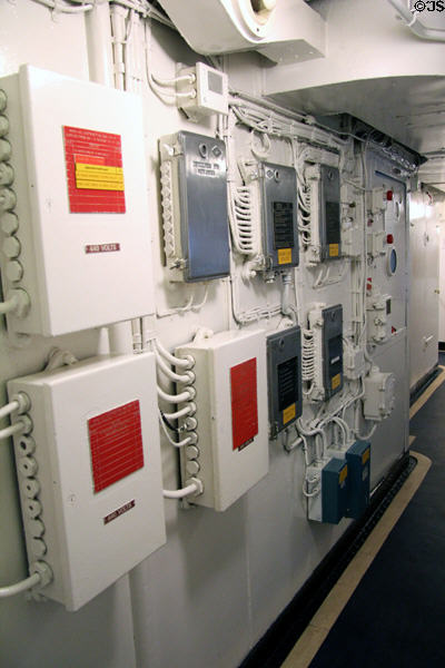 Electric panels on Royal Yacht Britannia. Edinburgh, Scotland.