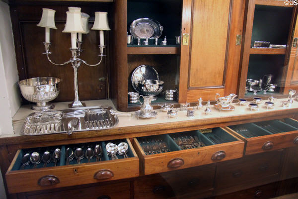 Silver pantry on Royal Yacht Britannia. Edinburgh, Scotland.
