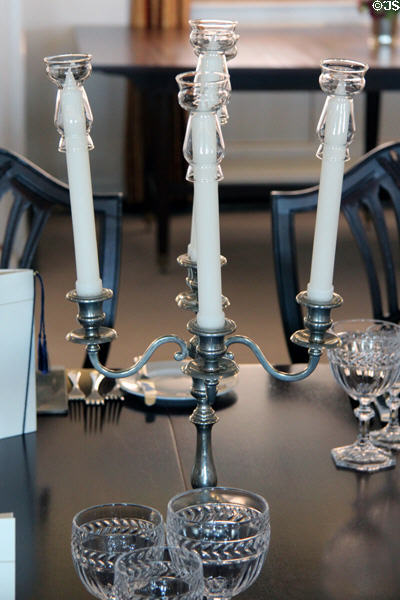 Candle sticks in State Dining Room on Royal Yacht Britannia. Edinburgh, Scotland.