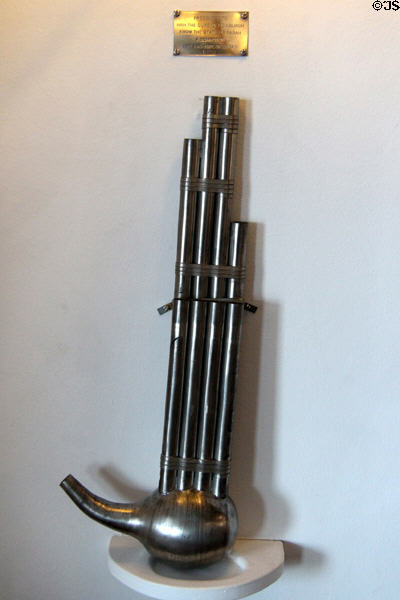Sabah bag-pipe (1989) in State Dining Room on Royal Yacht Britannia. Edinburgh, Scotland.