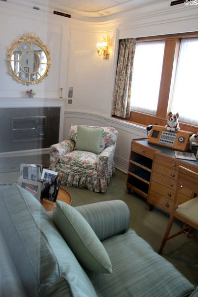 Queen's sitting room & office on Royal Yacht Britannia. Edinburgh, Scotland.