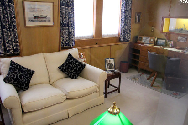 Royal sitting area & office on Royal Yacht Britannia. Edinburgh, Scotland.