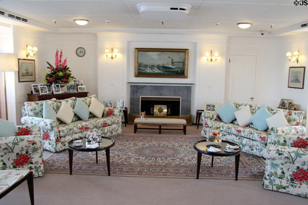 Drawing room on Royal Yacht Britannia. Edinburgh, Scotland.