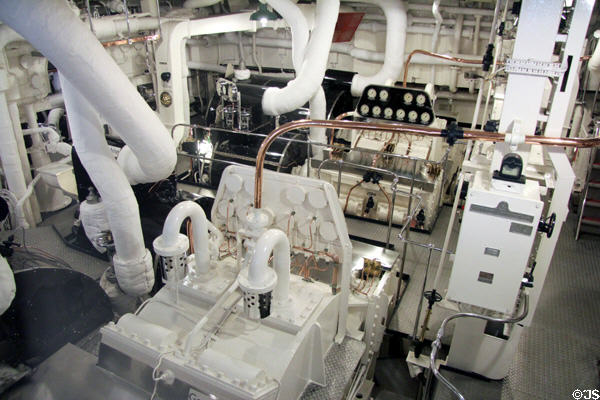 Steam engines (1952) by John Brown & Co. of Clydebank, Scotland on Royal Yacht Britannia. Edinburgh, Scotland.