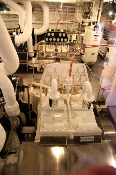 Gearbox in engine room of Royal Yacht Britannia. Edinburgh, Scotland.
