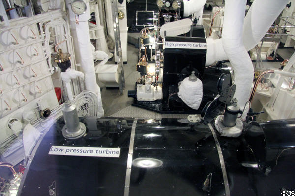 Turbines in engine room of Royal Yacht Britannia. Edinburgh, Scotland.