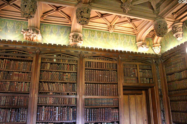 Library ceiling & bookcase detail at Abbotsford House. Melrose, Scotland.