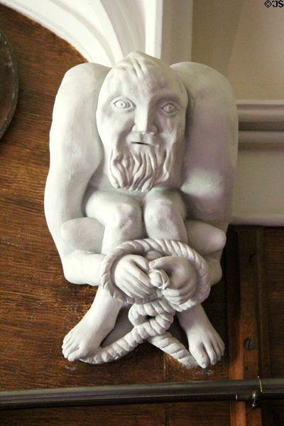 Bound gargoyle corbel at Abbotsford House. Melrose, Scotland.