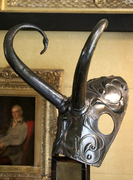 Chamfron replica of bronze age horse mask at Abbotsford House. Melrose, Scotland.