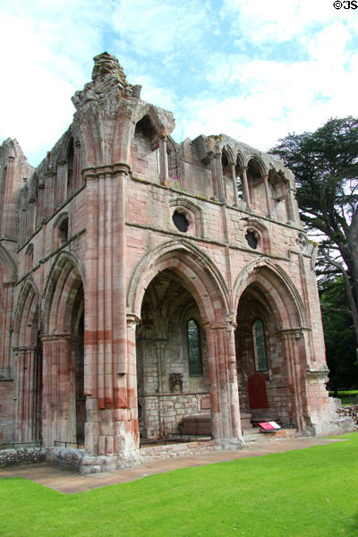 Dryburgh Abbey north transept used for Sir Walter Scott's grave. Scotland.