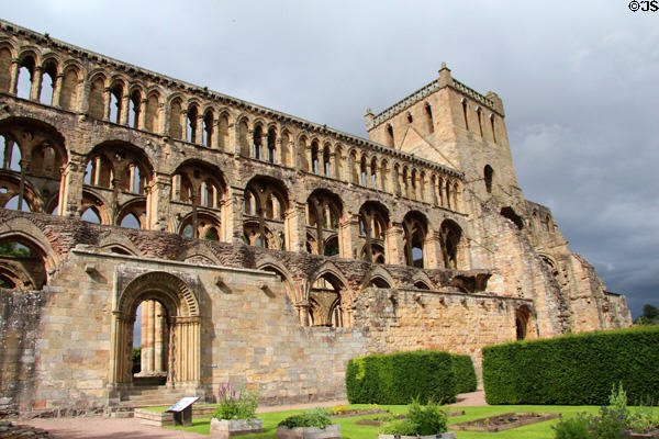 Jedburgh Abbey (12th-13thC) ruins run as museum by Historic Scotland (HES). Jedburgh, Scotland.
