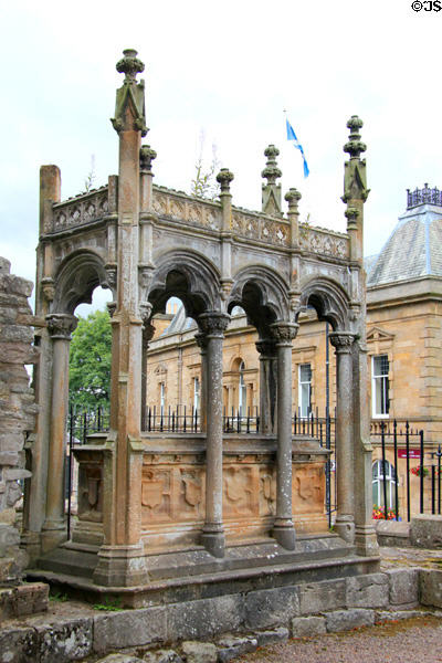 Burial monument at Jedburgh Abbey. Jedburgh, Scotland.