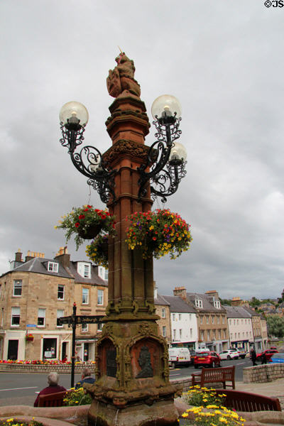 Unicorn atop Jedburgh Jubilee Fountain (1889). Jedburgh, Scotland.