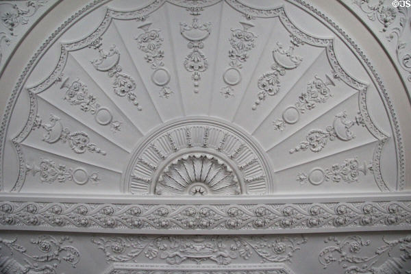 Dining room Adamesque ceiling at Manderston House. Duns, Scotland.