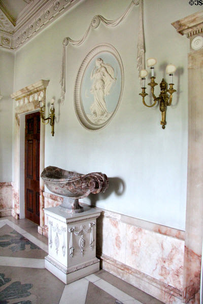 Hall with Adamesque themes interpreted by John Kinross at Manderston House. Duns, Scotland.
