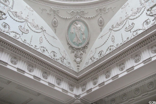 Domed skylight with Adamesque themes interpreted by John Kinross in Hall at Manderston House. Duns, Scotland.