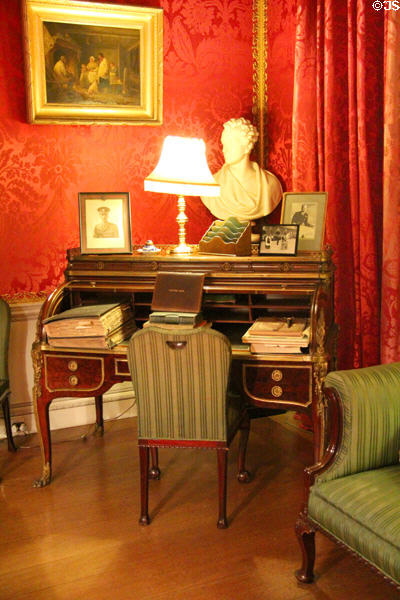 Rolltop desk in library at Manderston House. Duns, Scotland.