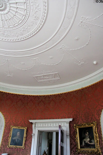 Morning room Adamesque ceiling at Manderston House. Duns, Scotland.