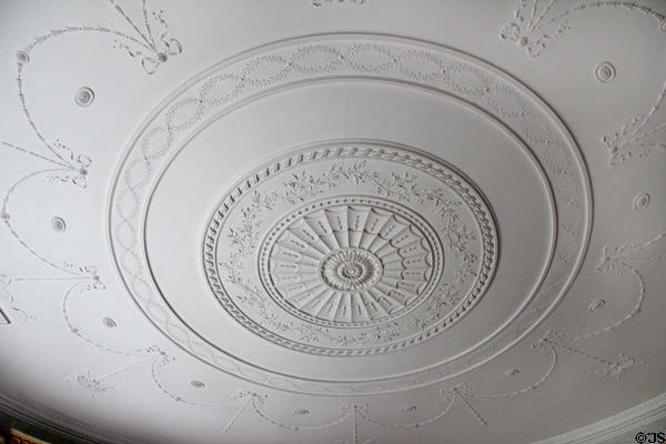 Morning room Adamesque ceiling at Manderston House. Duns, Scotland.