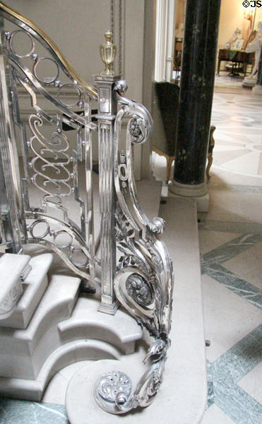 Detail of silver staircase railing at Manderston House. Duns, Scotland.