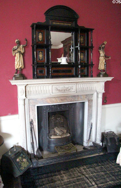 Fireplace with mantle shelves at Manderston House. Duns, Scotland.