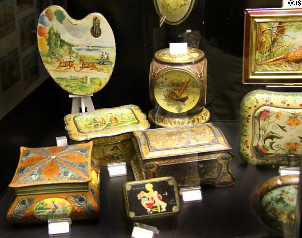 Palmer souvenir biscuit tins (1880s) at Manderston House. Duns, Scotland.