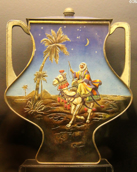 Arab on camel Palmer souvenir biscuit tin (c1913) at Manderston House. Duns, Scotland.
