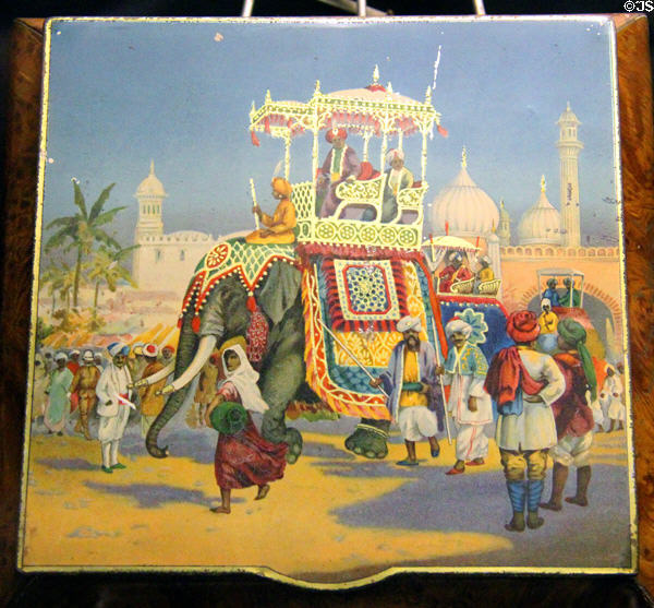 Indian Palmer souvenir biscuit tin (1920) at Manderston House. Duns, Scotland.