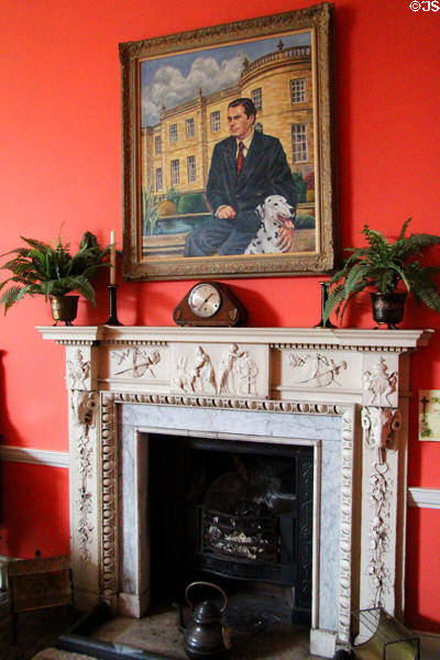 Servant's area fireplace in basement at Manderston House. Duns, Scotland.