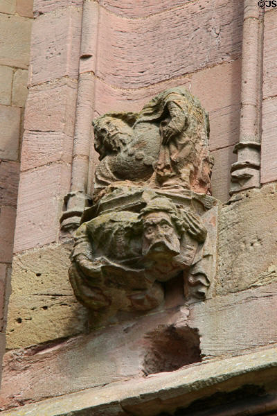 Wall sculptures at Melrose Abbey. Melrose, Scotland.