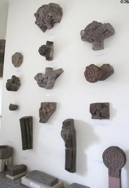 Structural stone carvings from church in museum at Melrose Abbey. Melrose, Scotland.