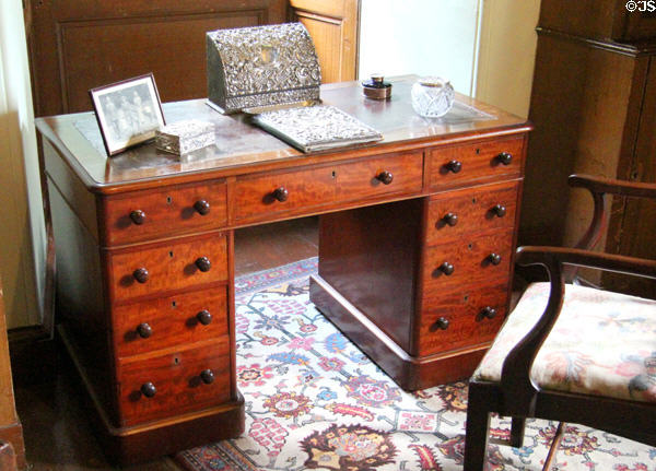 Kneehole desk in small library at Thirlestane Castle. Scotland.