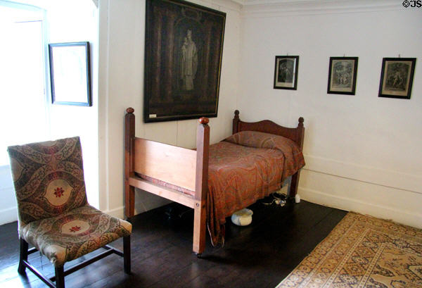 Priest's room where priest lived secretly when Catholicism was banned at Traquair House. Scotland.