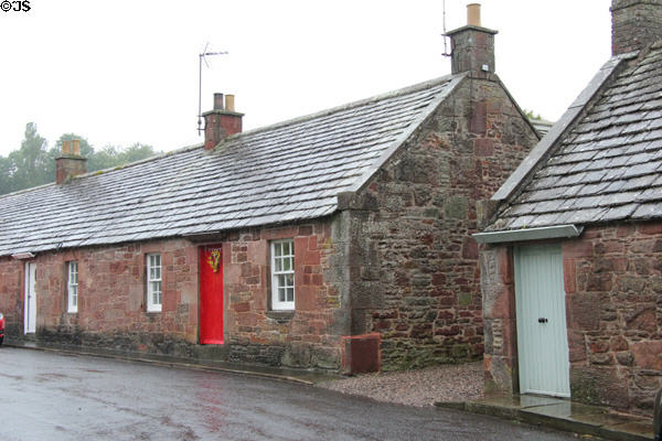 Stone cottages surrounding St Vigeans Church. Arbroath, Scotland.