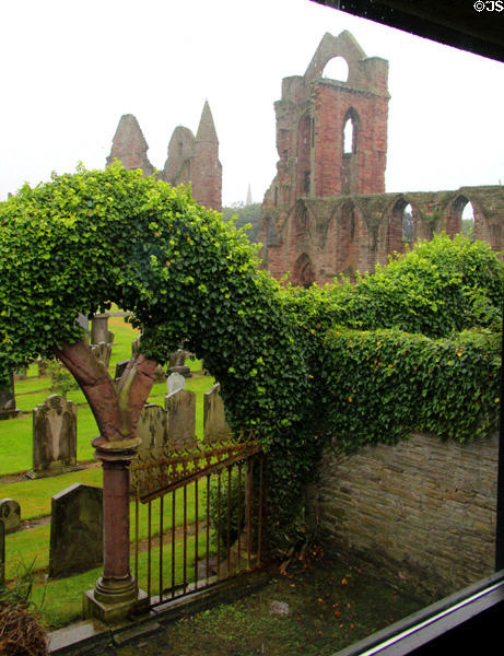 Ruins of remaining walls within Arbroath Abbey. Arbroath, Scotland.