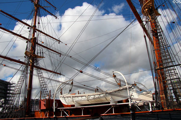 Masts of RRS Discovery. Dundee, Scotland.
