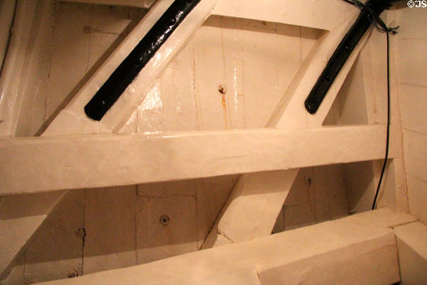 Hull reinforced for Antarctic ice aboard RRS Discovery. Dundee, Scotland.