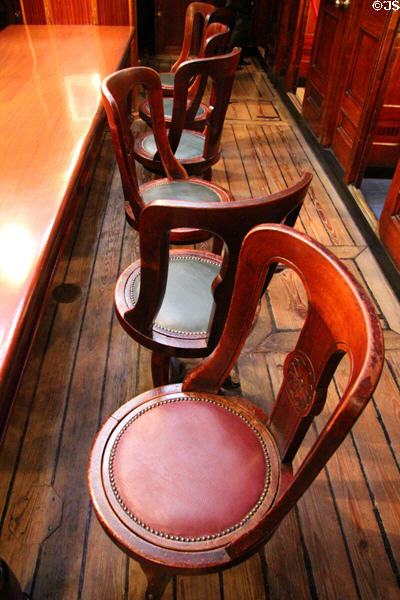 Officer's mess chairs aboard RRS Discovery. Dundee, Scotland.