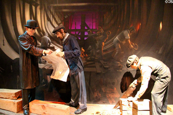 Display of construction of RRS Discovery at its museum. Dundee, Scotland.