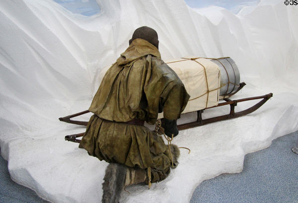 Antarctic expedition sledging display at RRS Discovery Museum. Dundee, Scotland.