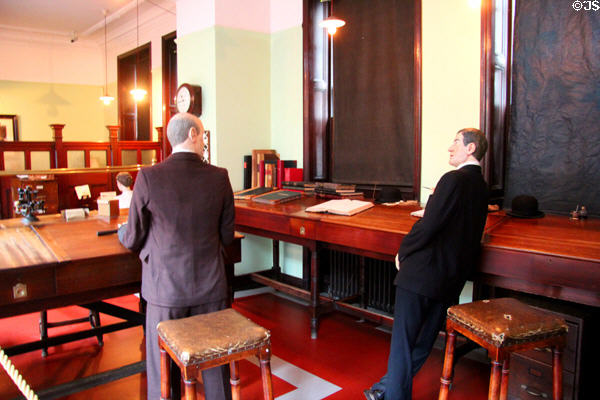 Standing desks in office at Verdant Works Museum. Dundee, Scotland.