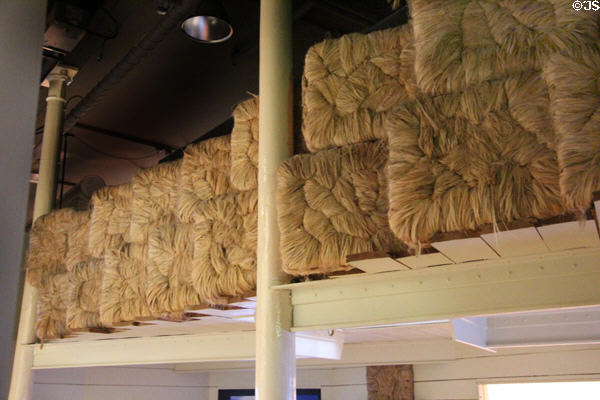 Jute bales as shipped to Dundee for processing at Verdant Works Museum. Dundee, Scotland.